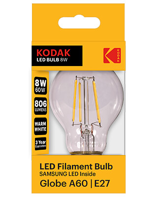 Bombilla LED Kodak A60 8W E27 Filamento